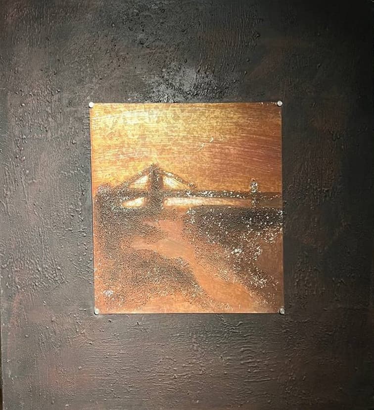 تابلو رنگ و روغن پل و غروب