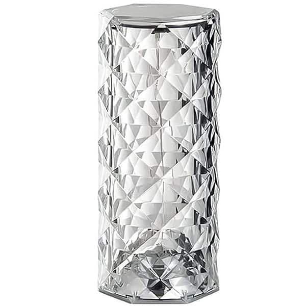 لایت رومیزی استوانه کریستالی شفاف شارژی