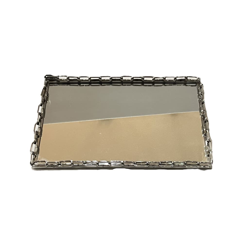 سینی استیل کف آیینه طرح زنجیر