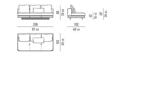 المان مرکزی 208 سانتیمتر - ماژول نشیمن 68 سانتیمتر